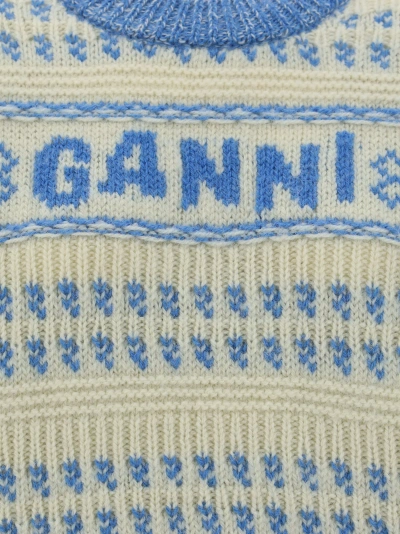 Ganni Graphic Lambswool Cropped O-neck In Multi