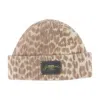 Ganni Leopard Print Beanie Hat In Brown