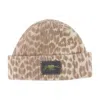 Ganni Leopard Ribbed Knit Beanie In Neutral