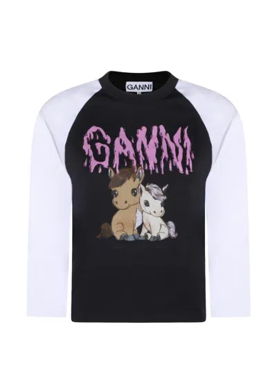 Ganni Graphic Long-sleeve T-shirt In Multi