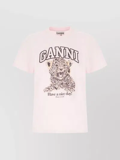GANNI GRAPHIC PRINT COTTON T-SHIRT