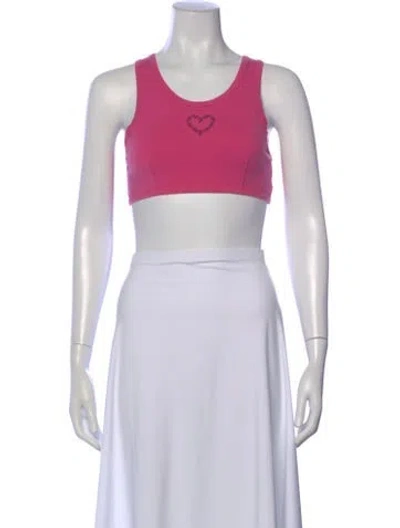 Pre-owned Ganni Graphic Print Crew Neck Sports Bra In Orange