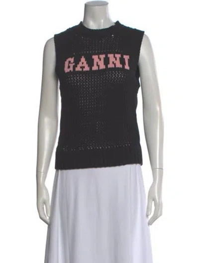 Pre-owned Ganni Graphic Print Crew Neck Sweater In Multi
