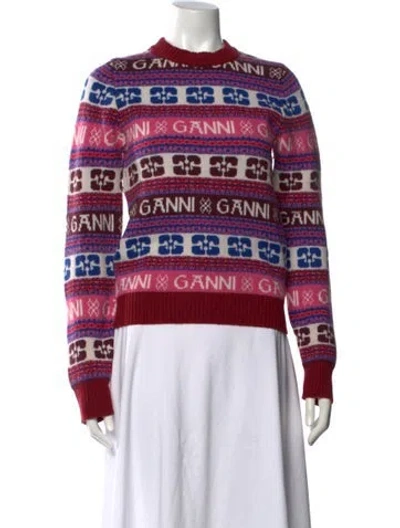 Pre-owned Ganni Graphic Print Crew Neck Sweater In Multi
