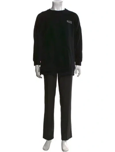 Pre-owned Ganni Graphic Print Crew Neck Sweatshirt In Black