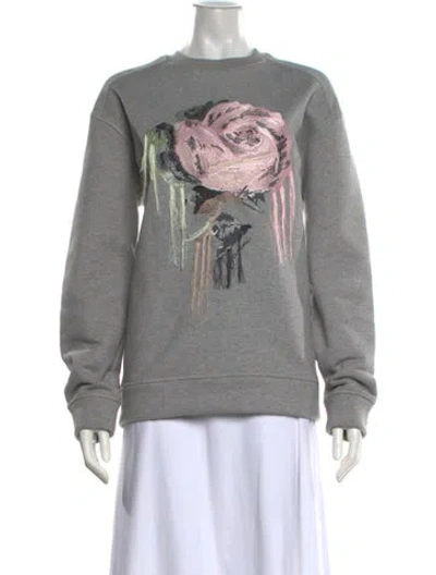 Pre-owned Ganni Graphic Print Crew Neck Sweatshirt In Grey
