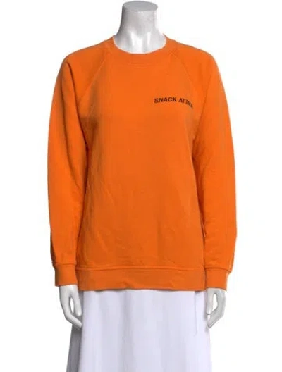Pre-owned Ganni Graphic Print Crew Neck Sweatshirt In Orange