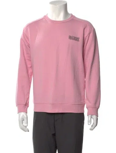 Pre-owned Ganni Graphic Print Crew Neck Sweatshirt In Pink