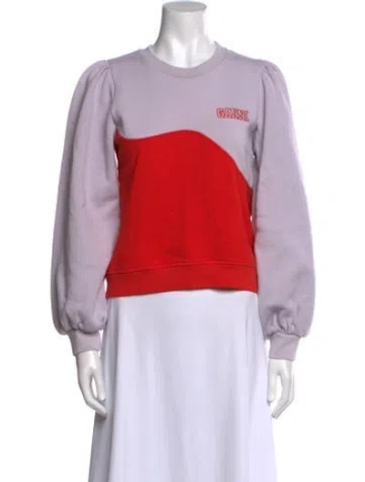 Pre-owned Ganni Graphic Print Crew Neck Sweatshirt In Red