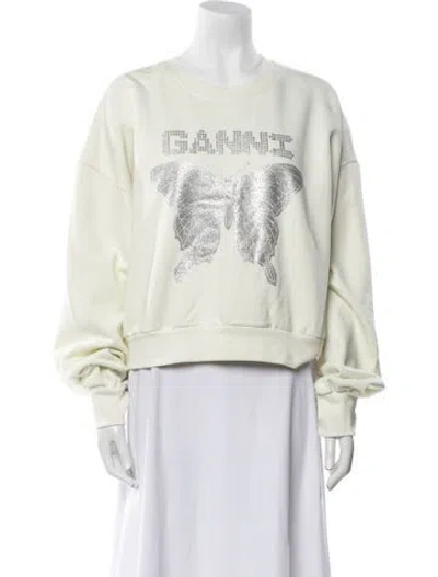 Pre-owned Ganni Graphic Print Crew Neck Sweatshirt W/ Tags In Neutral