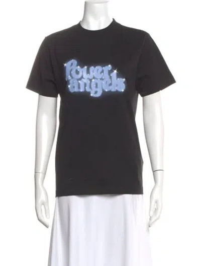 Pre-owned Ganni Graphic Print Crew Neck T-shirt In Gray