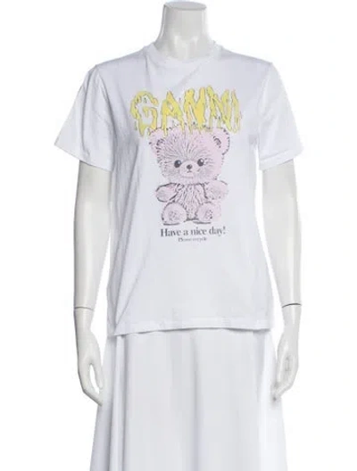 Pre-owned Ganni Graphic Print Crew Neck T-shirt In Multi