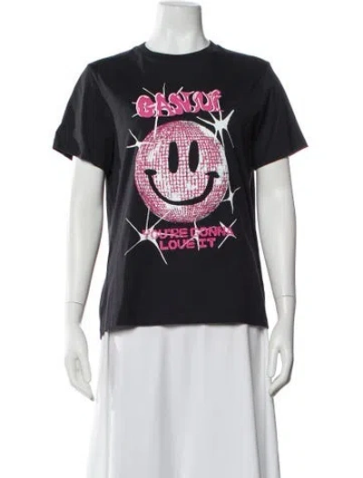 Pre-owned Ganni Graphic Print Crew Neck T-shirt In Multi