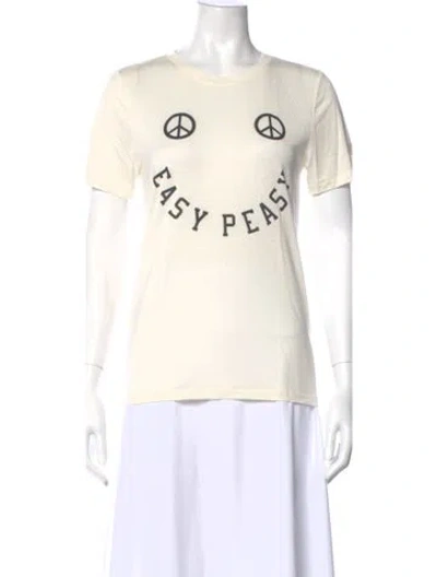 Pre-owned Ganni Graphic Print Crew Neck T-shirt In Neutral