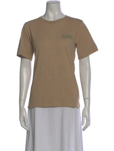 Pre-owned Ganni Graphic Print Crew Neck T-shirt In Neutral