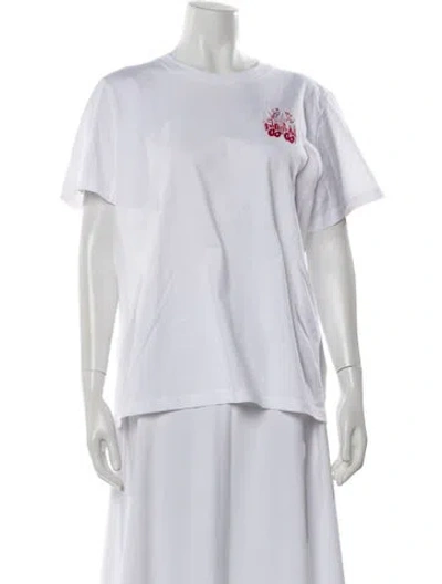 Pre-owned Ganni Graphic Print Crew Neck T-shirt W/ Tags In White