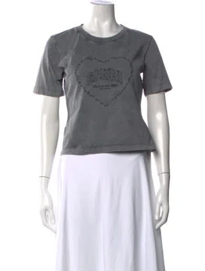 Pre-owned Ganni Graphic Print Crew Neck T-shirt W/ Tags In White