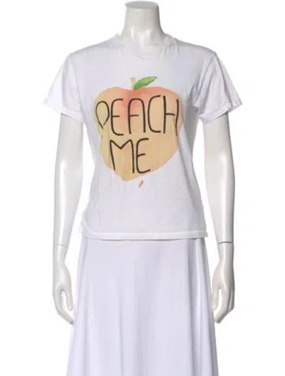 Pre-owned Ganni Graphic Print Crew Neck T-shirt In White