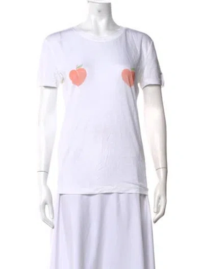 Pre-owned Ganni Graphic Print Crew Neck T-shirt In White