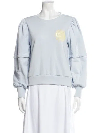 Pre-owned Ganni Graphic Print Embroidered Accent Pajamas In Blue