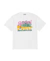 Ganni Graphic-print Organic-cotton Blend T-shirt In White