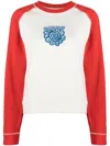 Ganni Long Sleeve Isoli Raglan Contrast Sleeve Sweatshirt In White