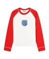 Ganni Long Sleeve Isoli Raglan Contrast Sleeve Sweatshirt In White