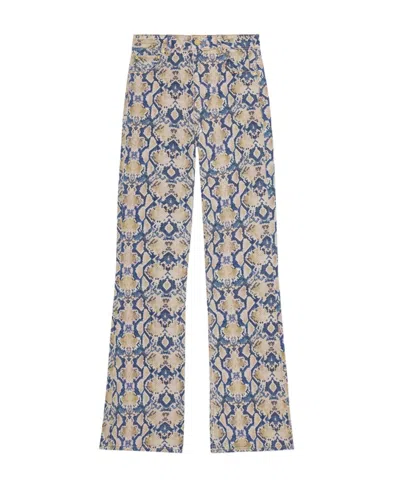 Ganni Graphic-print Straight-leg Jeans In Blu