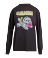 Ganni Graphic-print Sweatshirt In Black