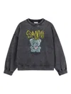 Ganni Graphic-print Sweatshirt In Gray
