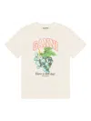 Ganni Grape Print Crew Neck Short Sleeve Top