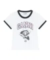 Ganni White T-shirt With Lettering Logo And Front And Back Print In Cotton Woman In White