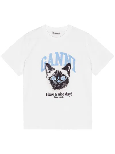 Ganni Graphic-print T-shirt In White