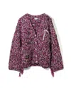 Ganni Oversized Handknitted Cardigan With V-neckline In Purple