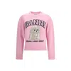 Ganni Wool Sweater With Poodle In Pink