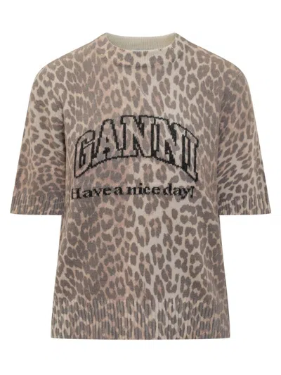 Ganni Graphic T-shirt In Brown