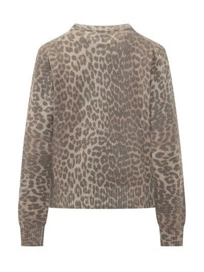 Ganni Graphic Tiger Sweater In Almond Milk