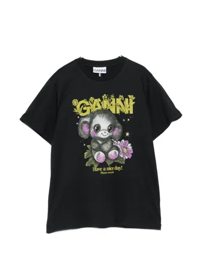 Ganni Graphic T-shirt In Black
