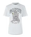 Ganni Basic Jersey Leopard Relaxed T-shirt Leopard In White