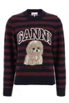 Ganni Multicolor Graphic Wool Mix Poodle Stripe Sweater In Multi