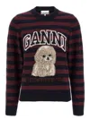 Ganni Multicolor Graphic Wool Mix Poodle Stripe Sweater In Multi
