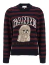 Ganni Multicolor Graphic Wool Mix Poodle Stripe Sweater In Multi