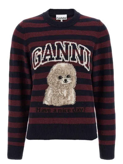 GANNI GANNI 'GRAPHIC WOOL MIX POODLE STRIPE' SWEATER