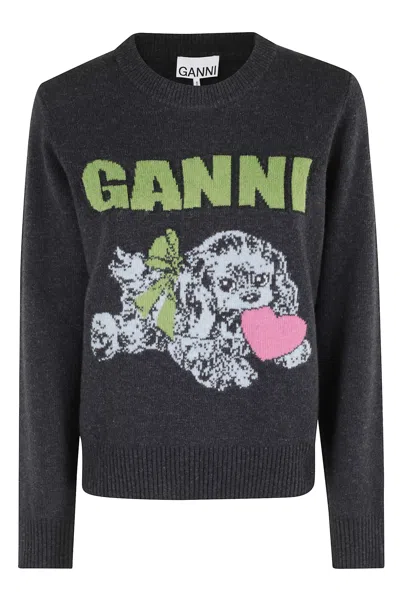 GANNI GRAPHIC WOOL MIX PUPPY