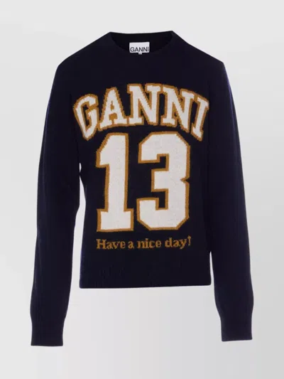 GANNI GRAPHIC WOOL MIX SWEATER