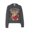 Ganni Wool Blend Sweater In Grey