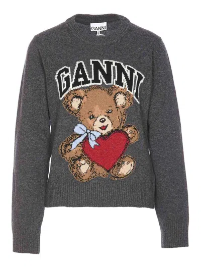 GANNI GRAPHIC WOOL MIX SWEATER