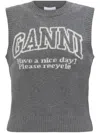 Ganni Graphic Wool Vest In Gray