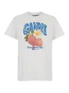 Ganni Womens Bright White Jersey Strawberry Printed Round-neck Cotton-jersey T-shirt In White