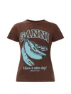 Ganni Future Jersey Baby Fit Banana In Brown